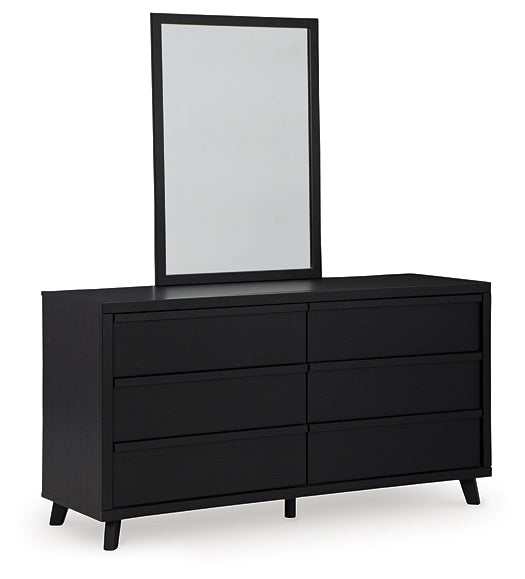 Danziar King Panel Bed with Mirrored Dresser