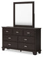 Covetown King Panel Bed with Mirrored Dresser and Nightstand