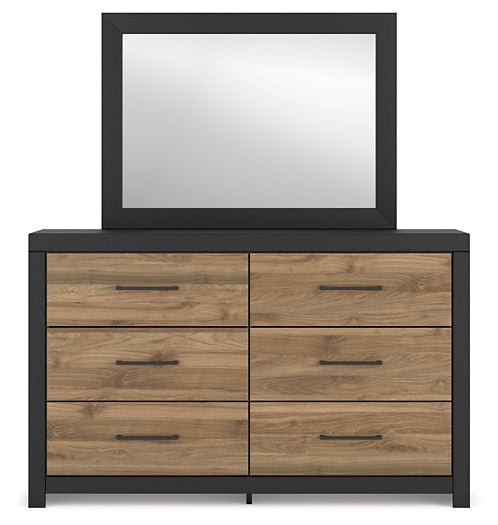 Vertani Twin Panel Bed with Mirrored Dresser and Nightstand