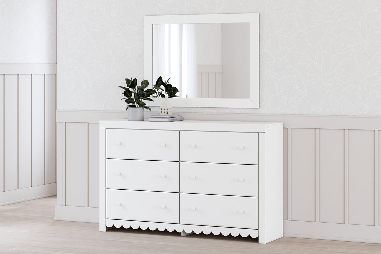 Mollviney Full Panel Storage Bed with Mirrored Dresser