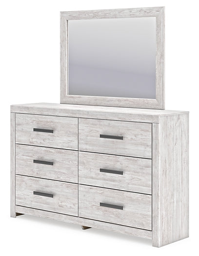 Cayboni Full Panel Bed with Mirrored Dresser and Nightstand