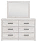 Cayboni Queen Panel Bed with Mirrored Dresser, Chest and 2 Nightstands