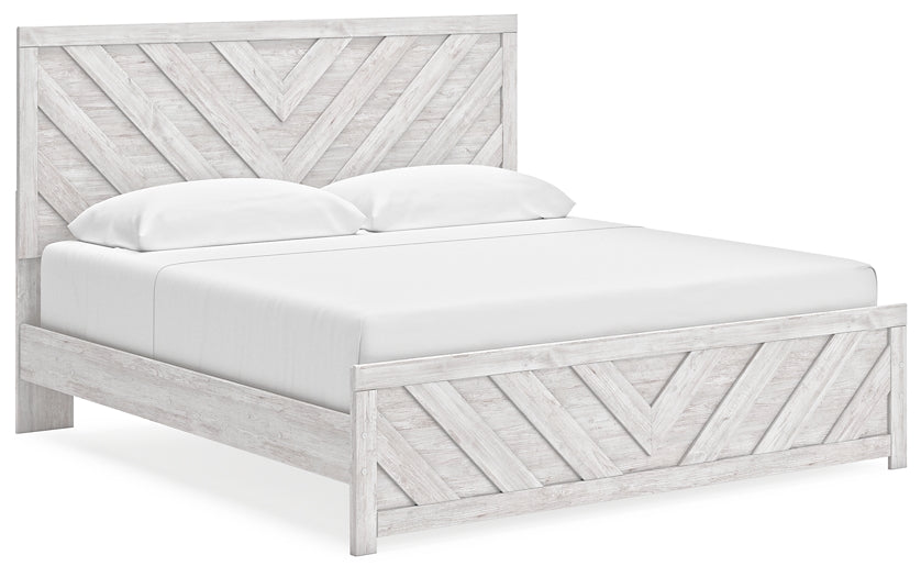 Cayboni King Panel Bed with Mirrored Dresser