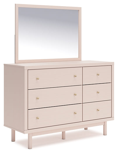 Wistenpine Twin Upholstered Panel Bed with Mirrored Dresser and 2 Nightstands