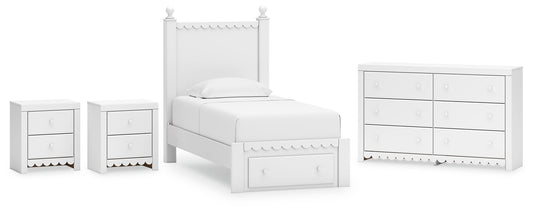 Mollviney Twin Panel Storage Bed with Dresser and 2 Nightstands