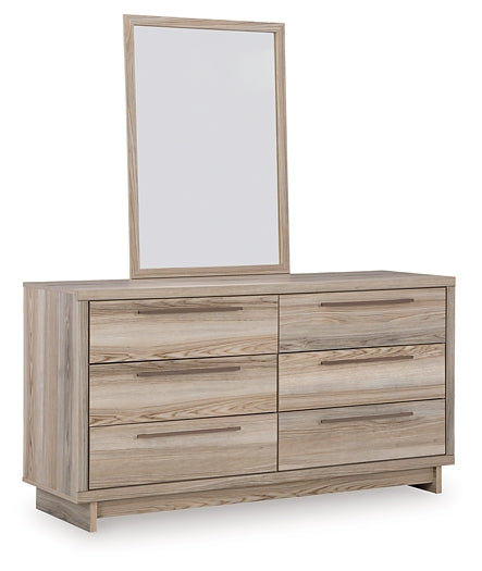 Hasbrick Queen Panel Headboard with Mirrored Dresser, Chest and 2 Nightstands