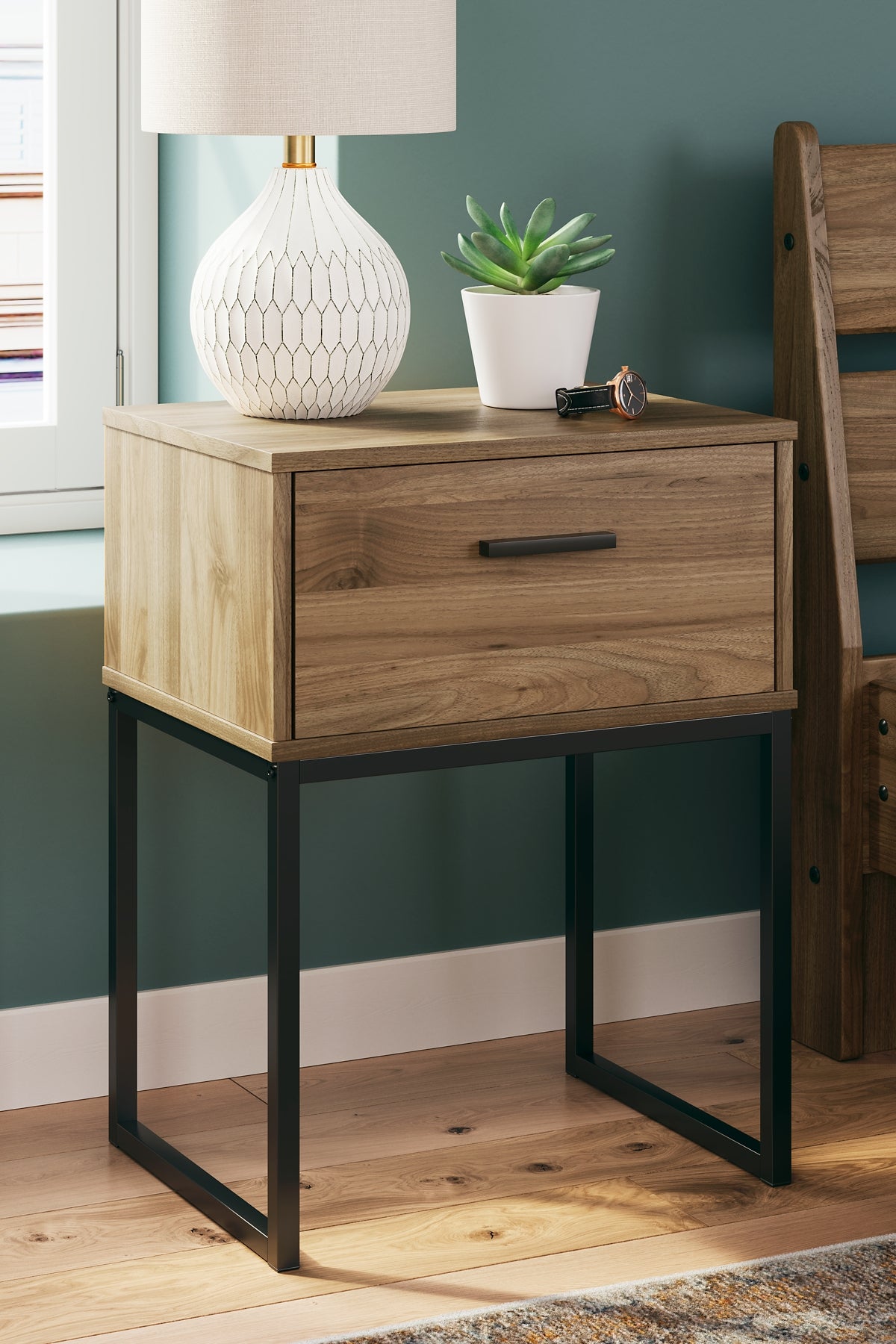 Deanlow Twin Platform Panel Bed with Nightstand