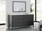 Cadmori Full Upholstered Bed with Mirrored Dresser