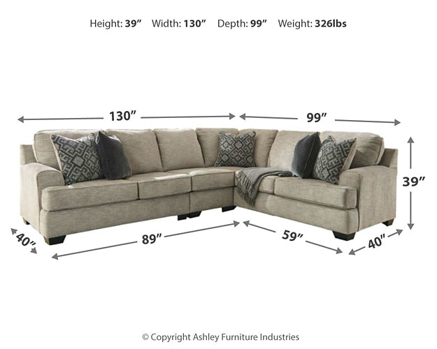 Bovarian 3-Piece Sectional with Ottoman