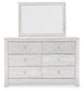 Paxberry King Panel Bed with Mirrored Dresser and Chest