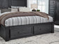 Foyland Queen Panel Storage Bed with Mirrored Dresser