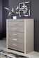 Surancha Full Panel Bed with Mirrored Dresser, Chest and 2 Nightstands