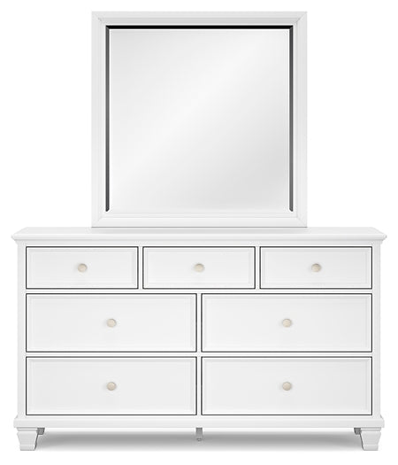 Fortman Full Panel Bed with Mirrored Dresser, Chest and 2 Nightstands