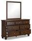 Danabrin Twin Panel Bed with Mirrored Dresser and Nightstand