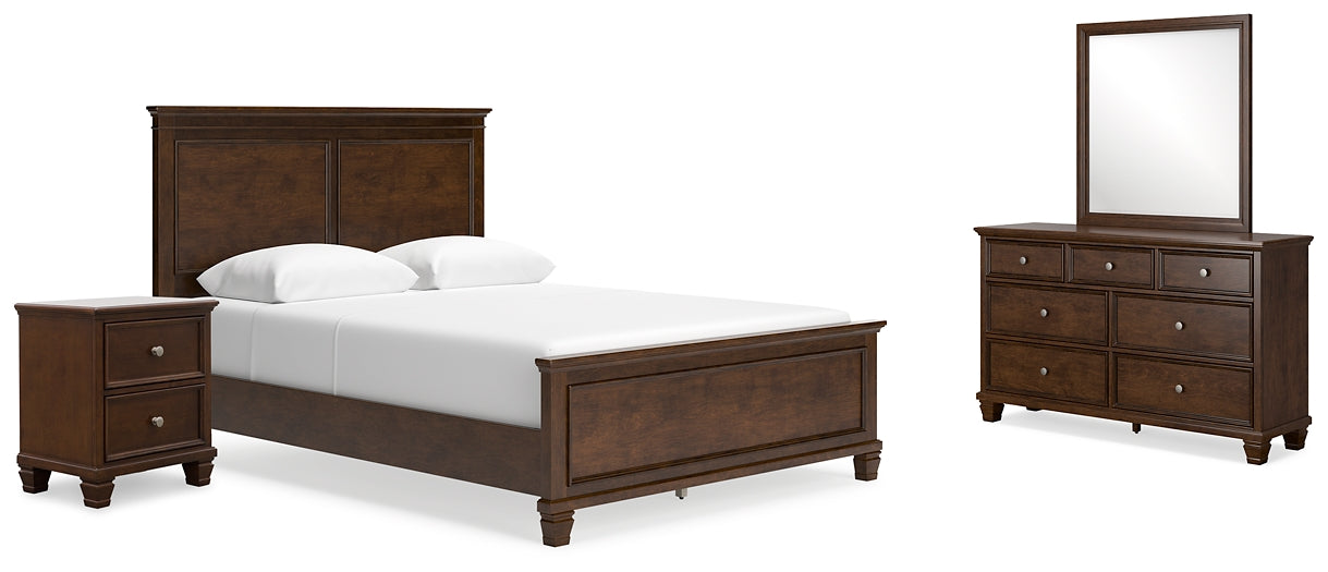 Danabrin Queen Panel Bed with Mirrored Dresser and Nightstand