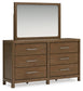 Cabalynn Queen Panel Bed with Storage with Mirrored Dresser and 2 Nightstands