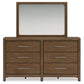 Cabalynn California King Panel Bed with Storage with Mirrored Dresser and Chest