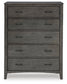 Montillan California King Panel Bed with Mirrored Dresser, Chest and Nightstand