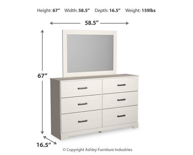 Stelsie Twin Panel Bed with Mirrored Dresser